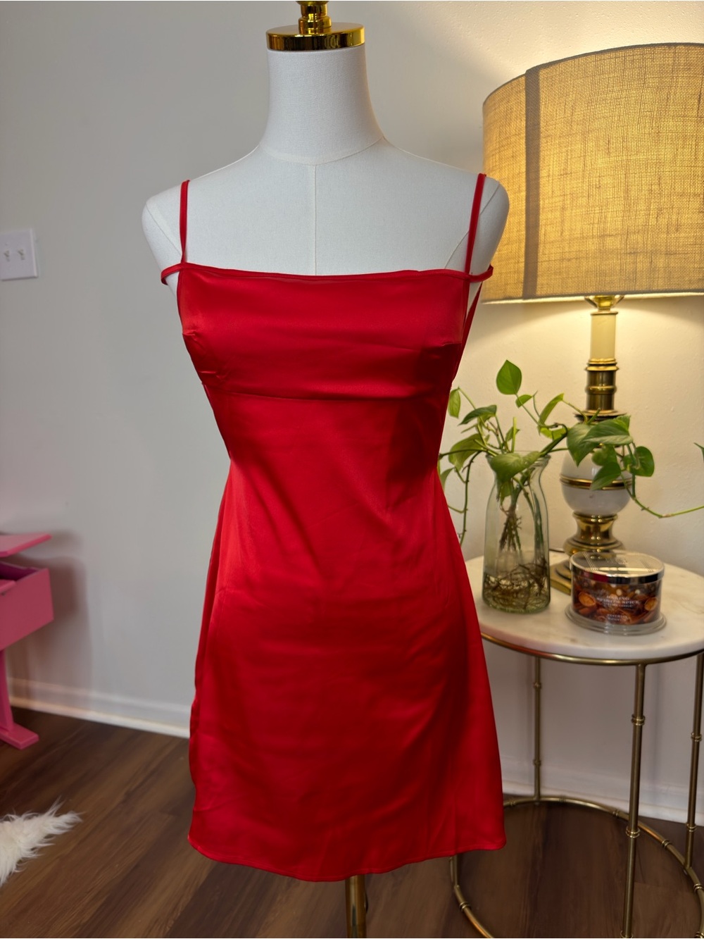 Edikted Women’s Red Satin Tie-Strap Backless Mini Dress Size S NWT - Picture 6 of 11